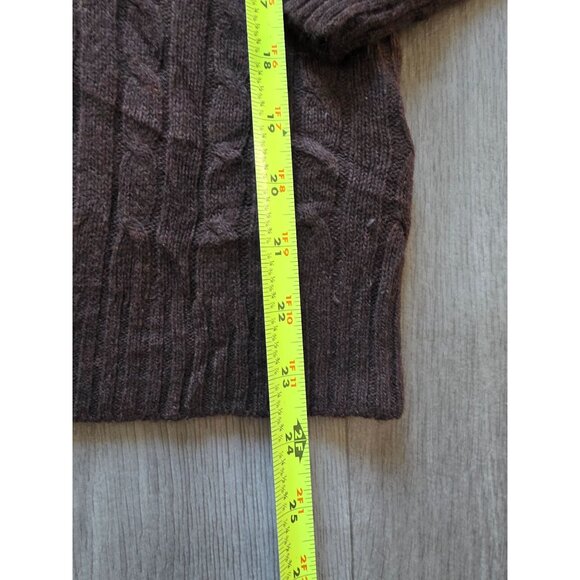 J.Crew Womens Cable Knit V-Neck Sweater M Merino Wool Angora Cashmere Brown - Picture 5 of 6